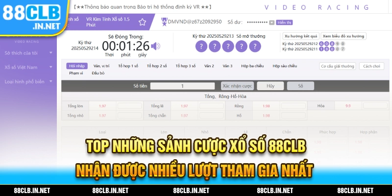 TOP những sản phẩm cược xổ số 88CLB được nhiều lược tham gia nhất