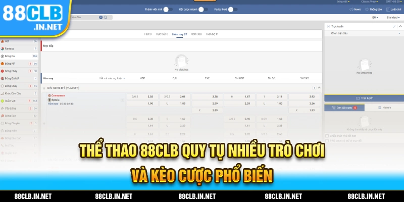 Nơi quy tụ đa dạng nhiều trò chơi và kèo cược phổ biến